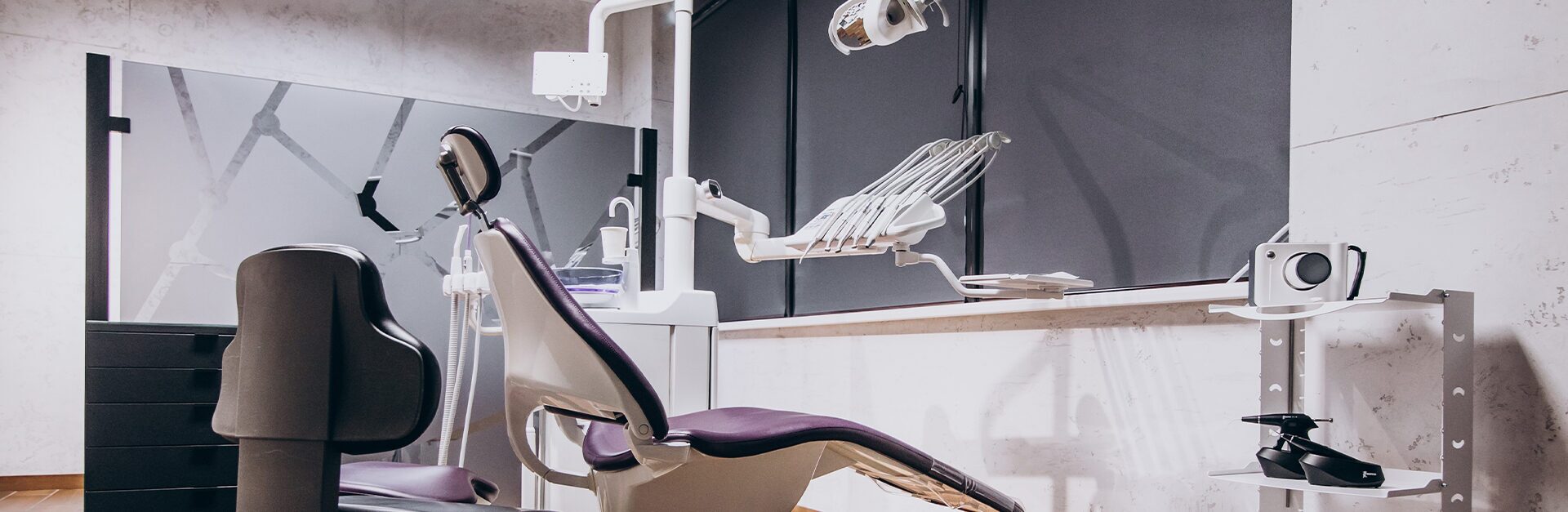 dental clinic with a dentist chair and equipment.